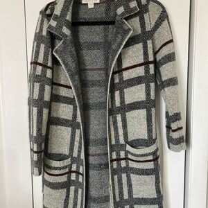 Elegant Plaid Open Front Cardigan